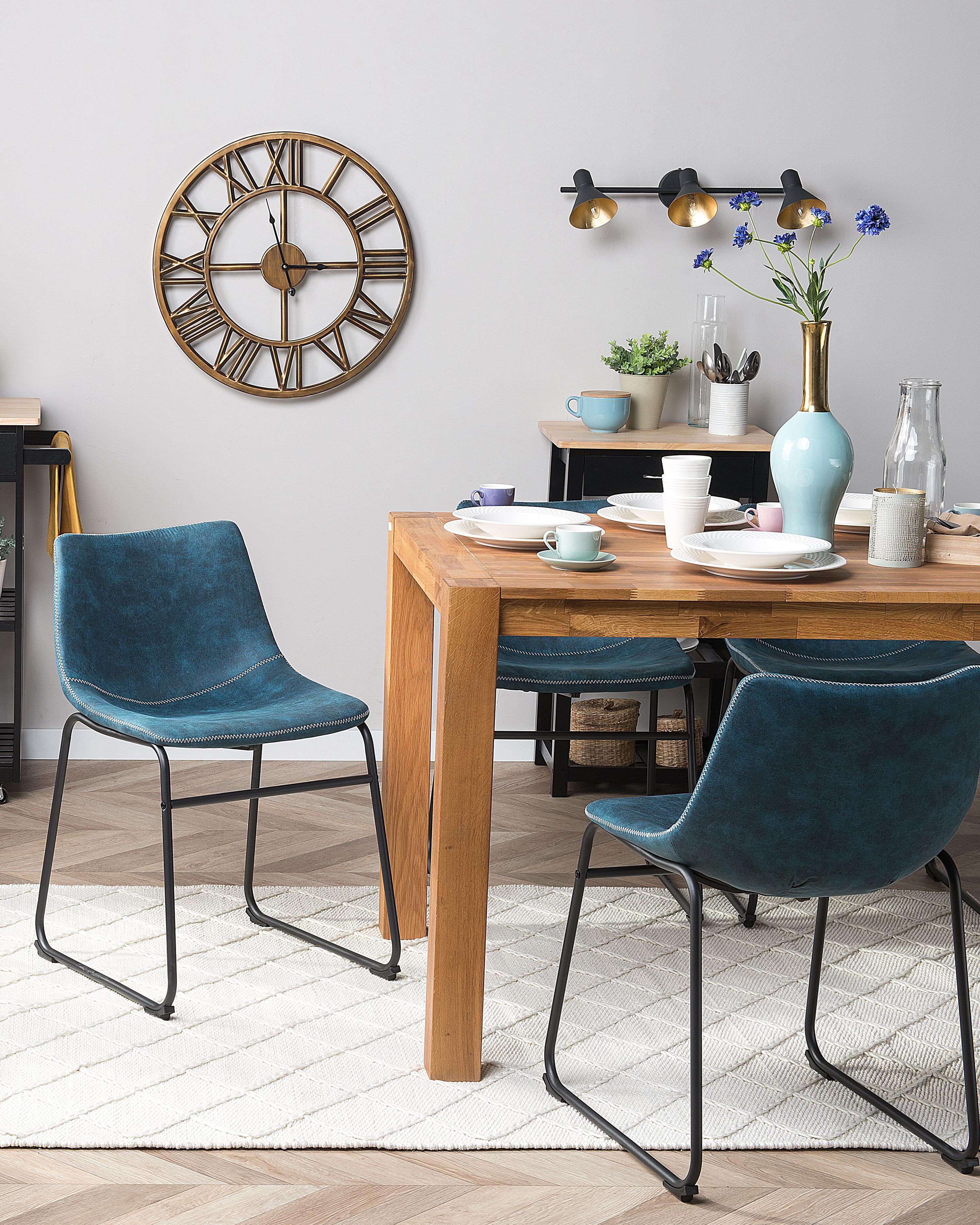 Set of 2 Dining Chairs BATAVIA Fabric Sea Blue