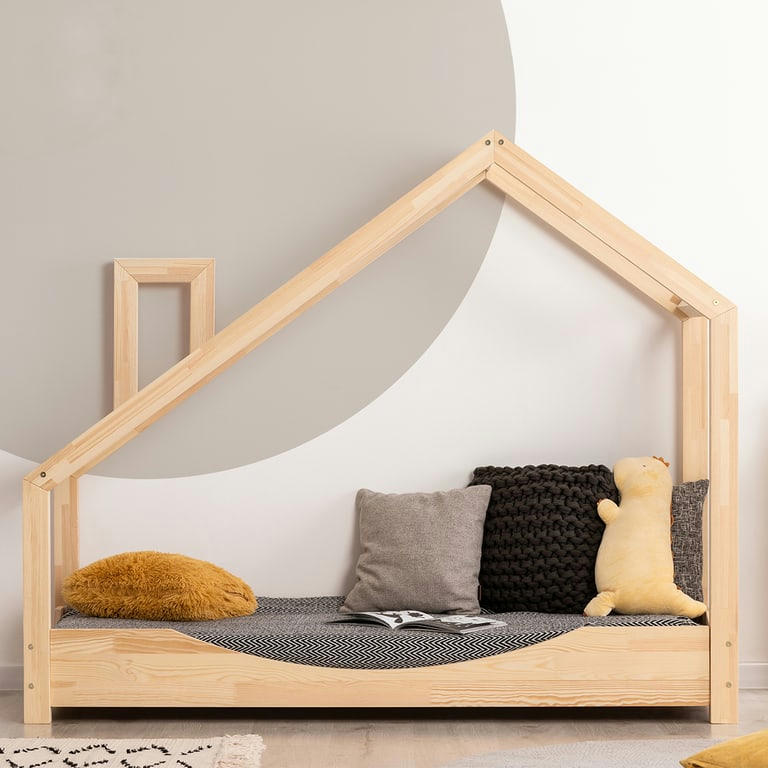 SONIA - Lit cabane 90x200 sommier inclus naturel