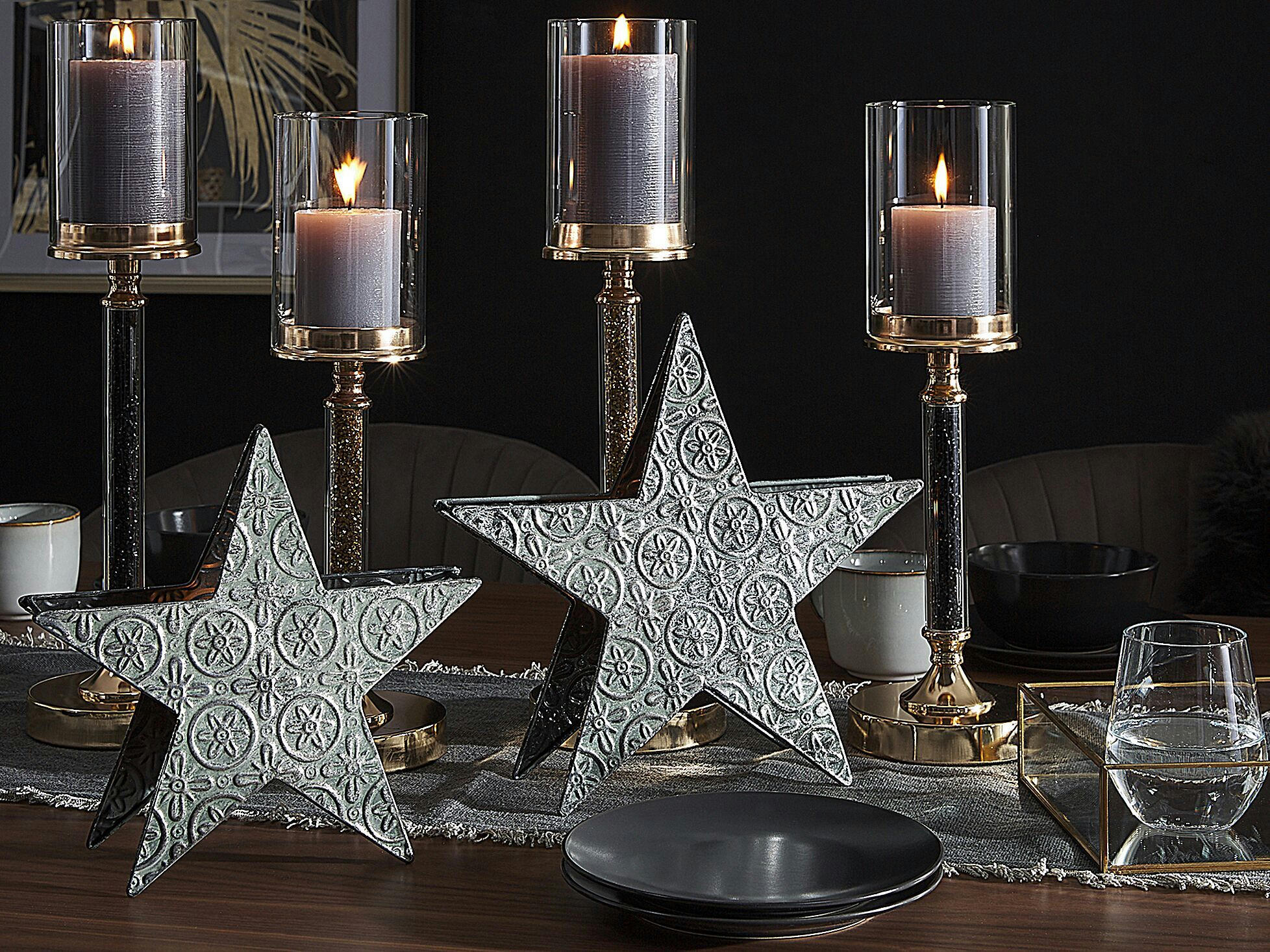 TORNIO - Lot de 2 bougeoirs argentés