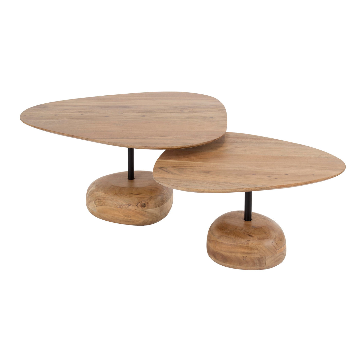 Giga Meubel Salontafel Driehoekig - Naturel - Set van 2 - 80x80x40cm