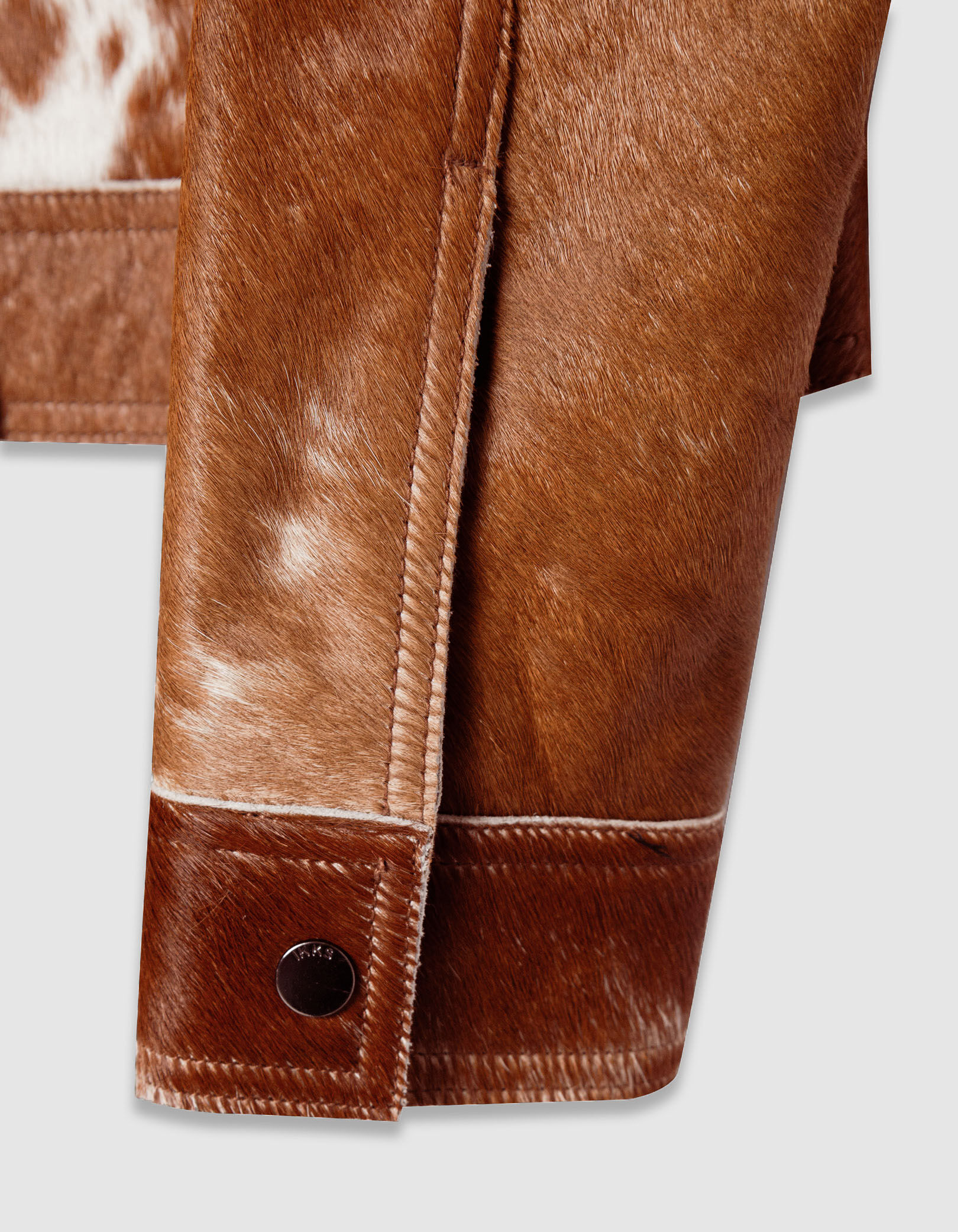 Veste courte en cuir marron motif vache Femme