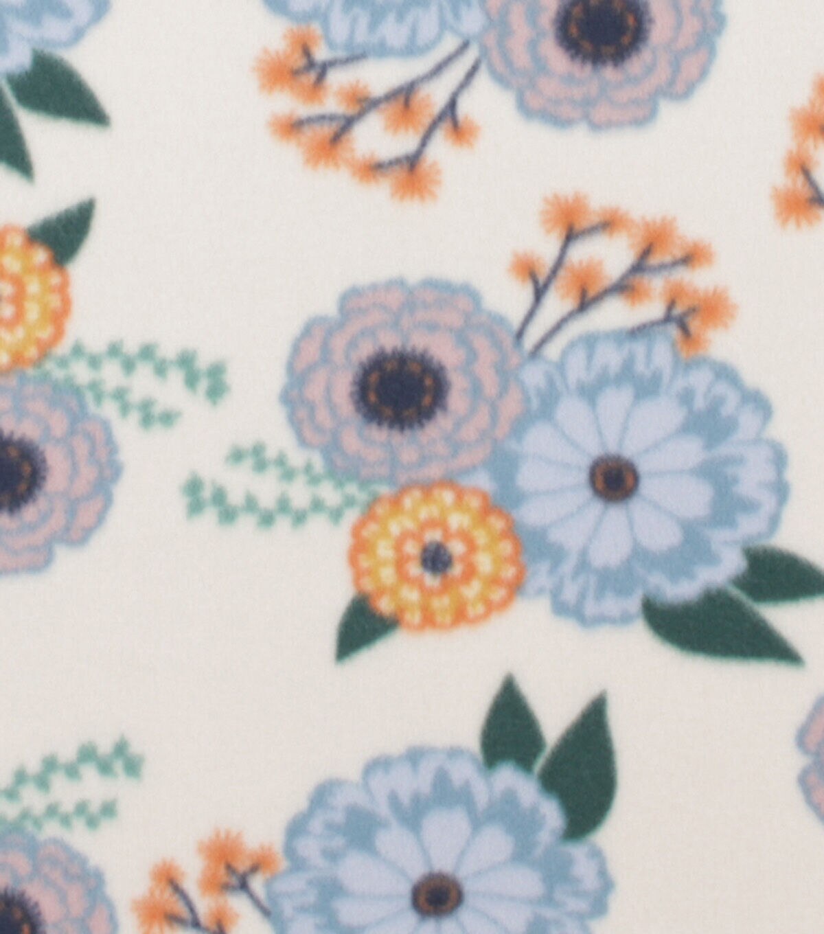 White Floral Blizzard Fleece Fabric