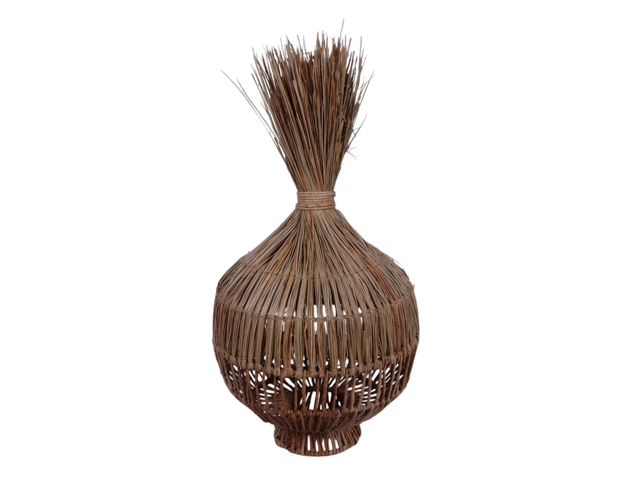 Furnilux Hanglamp van mendonggras – Handgemaakt, Duurzaam & Sfeervol - Buik 36cm - Bodem - 15cm- Hoogte 75cm