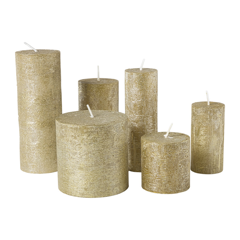 Kaars rustiek - goud - &Oslash;7x18 cm