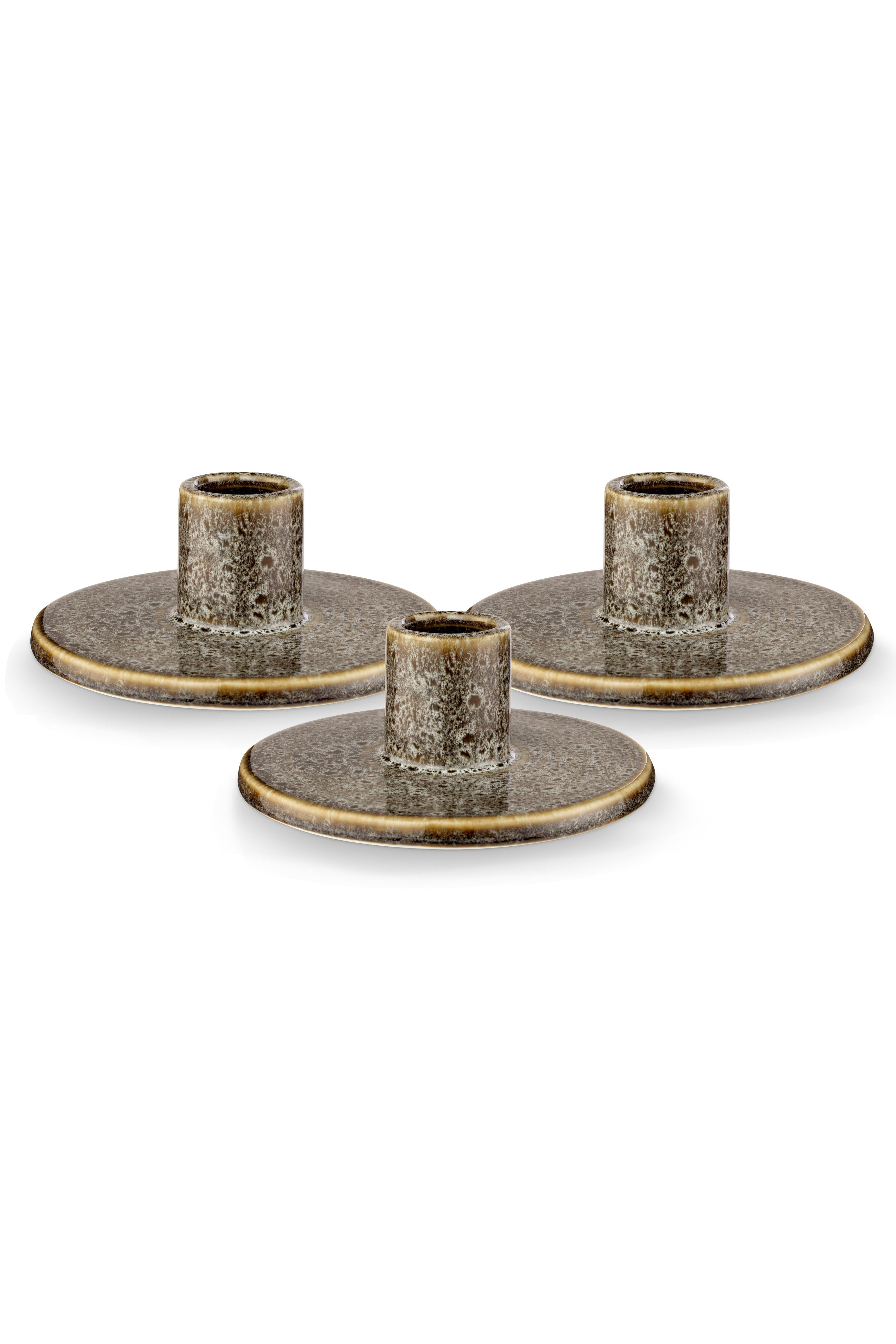 vtwonen Kandelaar Set van 3 - Keramiek - Groen - 12x5cm