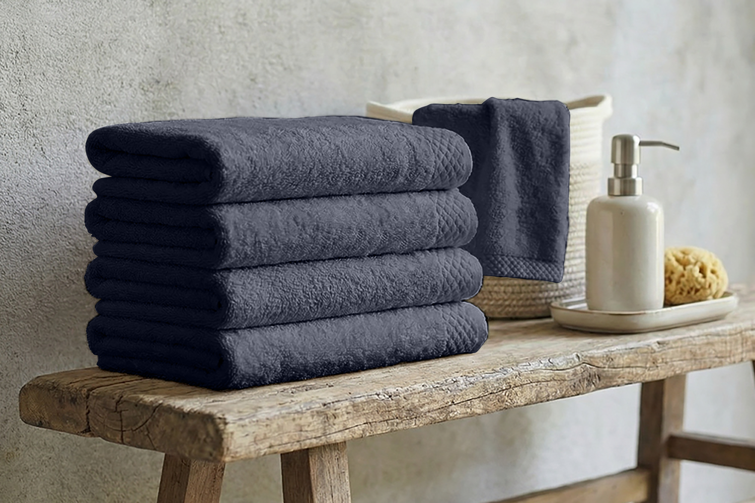 Eleganzzz Badstof Handdoek Katoen 50x100cm - dark grey - Set van 12