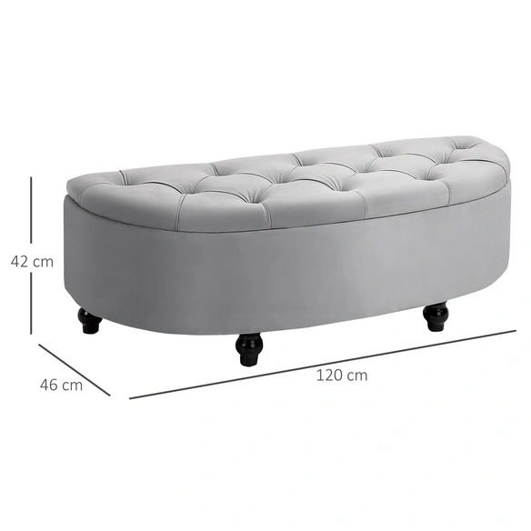 Aufbewahrungshocker, BxHxT: 120 x 42 x 46 cm, Gestell aus Gummibaumholz