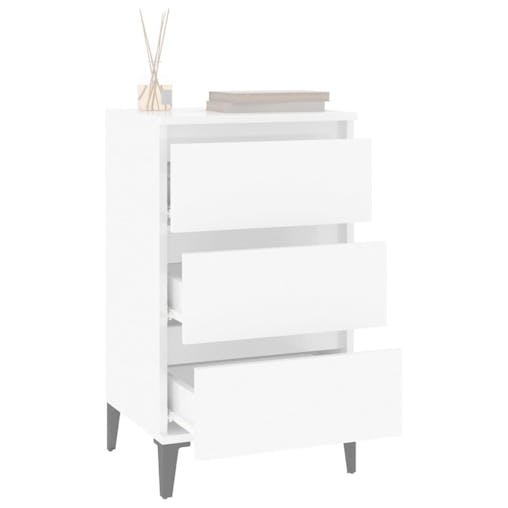 NNEVL Bedside Cabinet High Gloss White 40x35x70 cm Engineered Wood