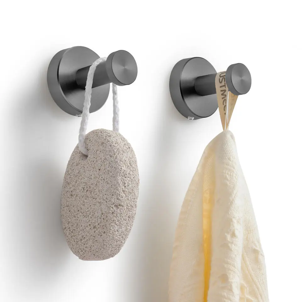 VDN Stainless Handdoekhaakjes gun metal - Ophanghaakjes - 2 Stuks