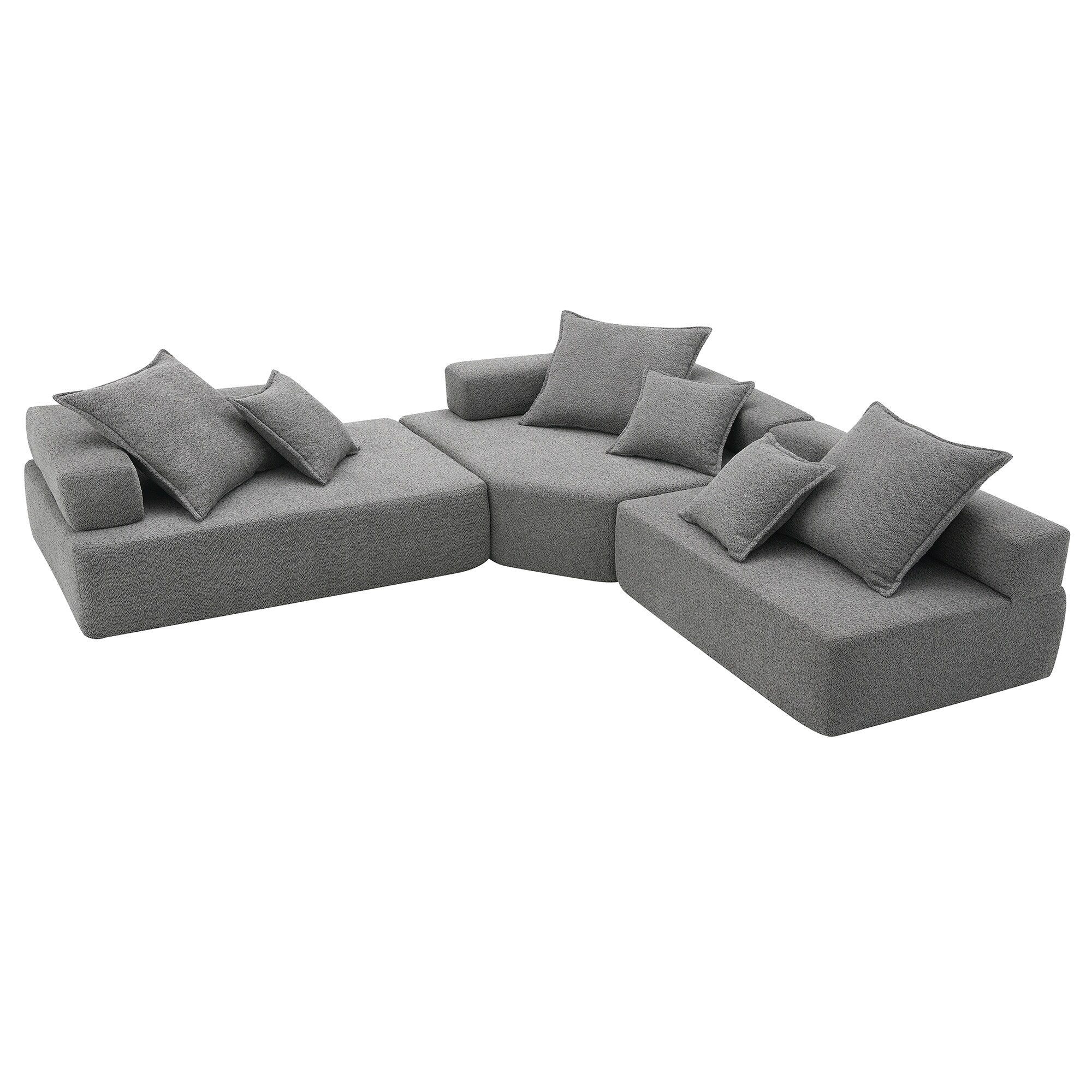 Modern Modular Sofa with Full Sponge Structure and Boucle Upholstery for Living Room or Guest Room,No Assembly