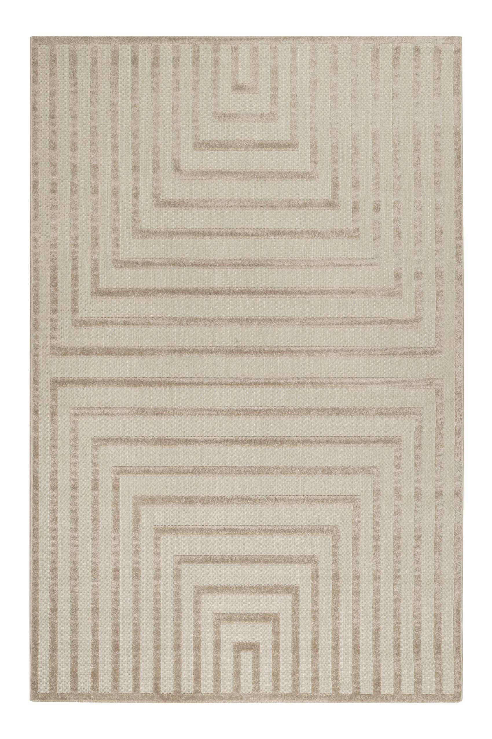 CAROLINA - Tapis intérieur/extérieur graphique à relief beige 133x200