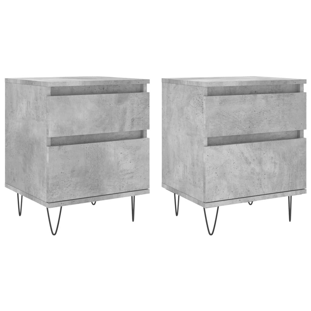 2x Szafka Nocna Stolik Szara z Szufladą z Drzwiami Do Sypialni 40x35x50 cm