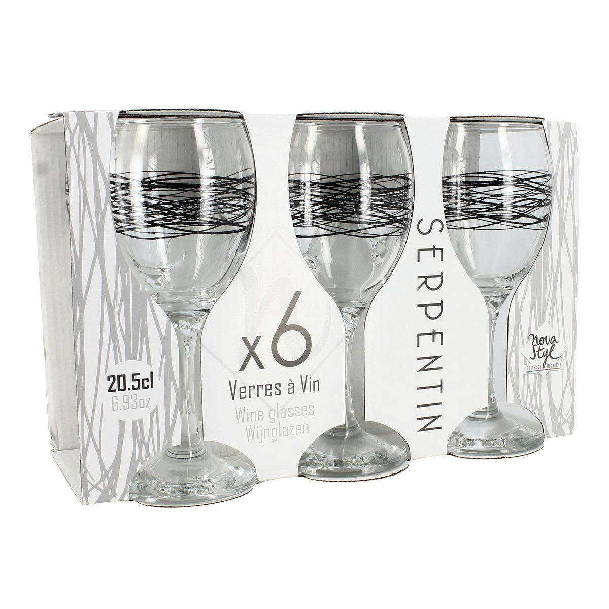 SERPENTIN - Lot de 6 verres à pied 20,5cl en verre
