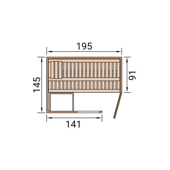Massivholzsauna »CUBILIS ECK 1«, 6 Personen, inkl. 4,5 kW Ofen mit externer Steuerung