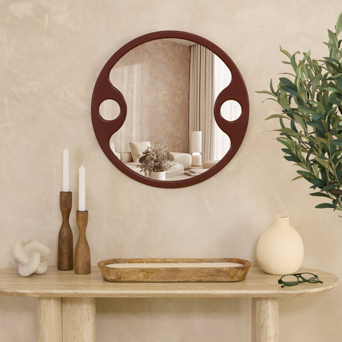Mirror "Austin" Bordeaux, 50.1x50.1 cm