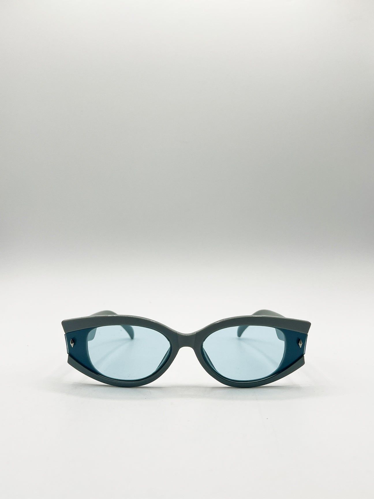 SVNX Oval Rectangular Vintage Sunglasses in Blue