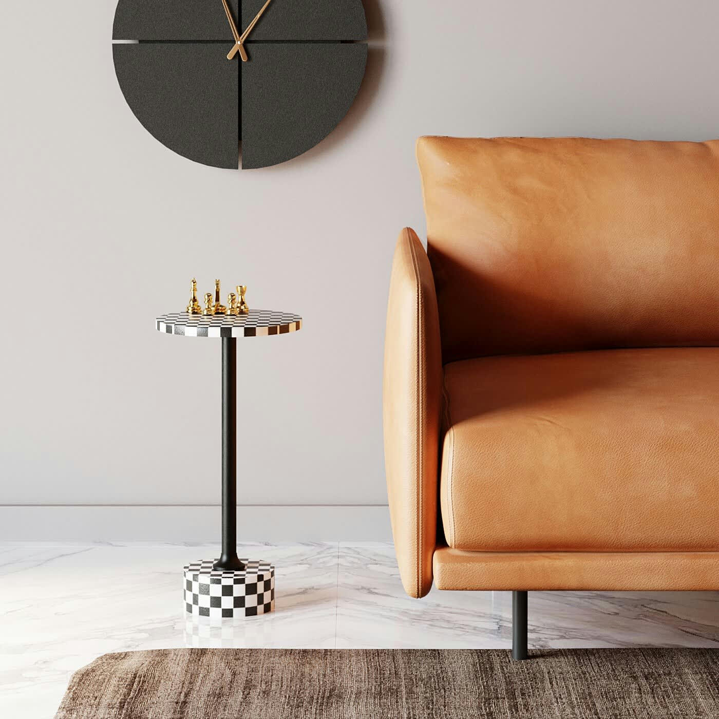 DOMERO - Table d'appoint Domero Chess 25cm noire et blanche Kare Design
