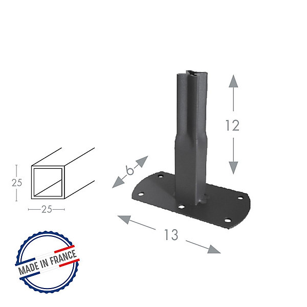 Louis Moulin Pack 2 pieds tube CAR25 à visser anthracite - 13x6x12 cm - Acier époxy