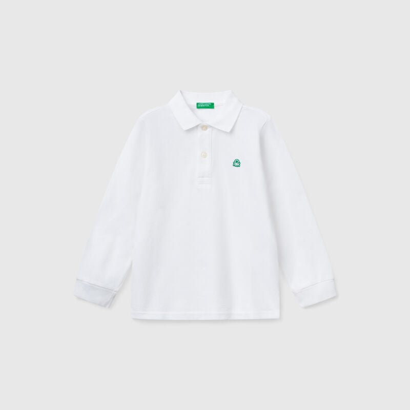 Long sleeve polo in cotton