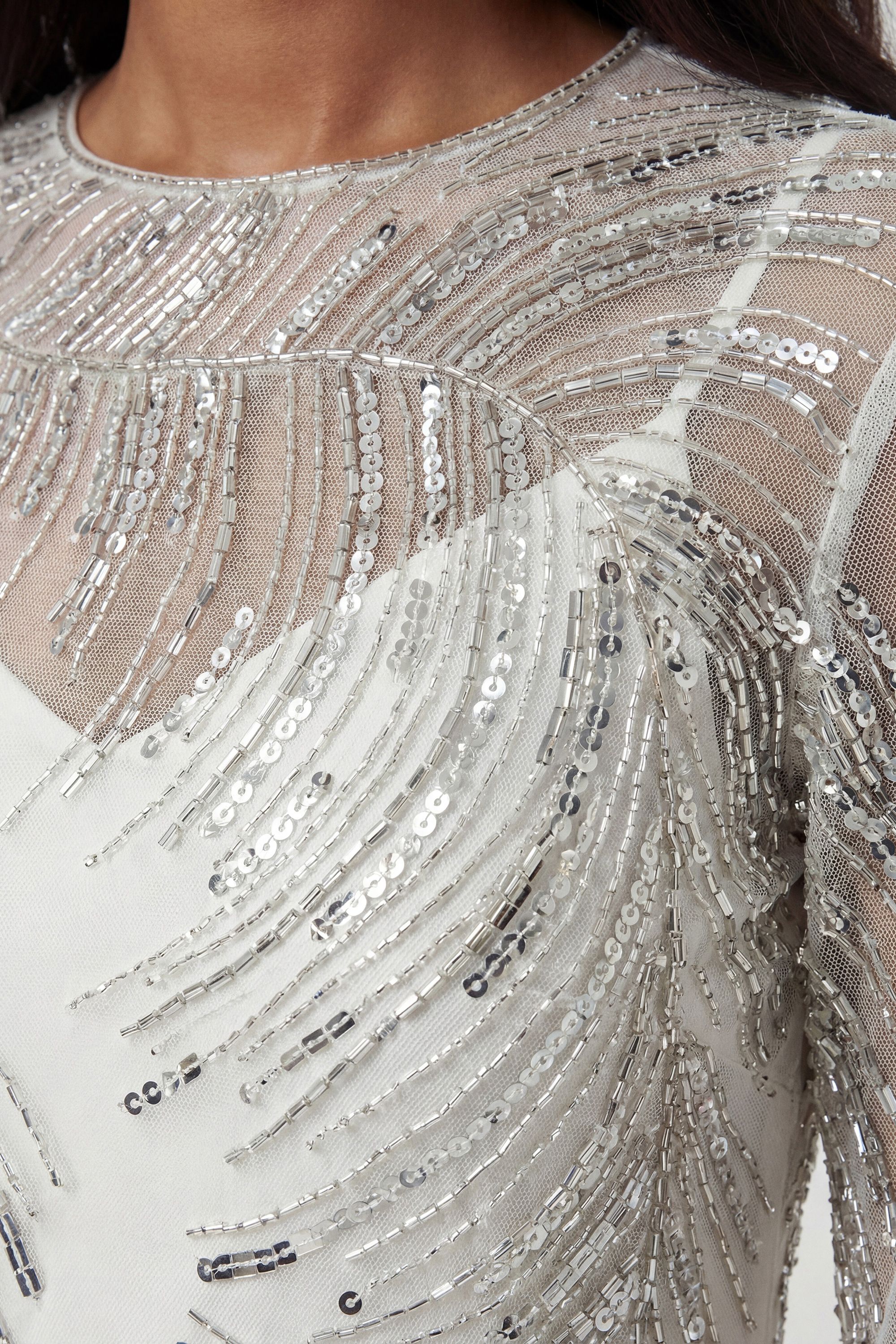 KarenMillen Feather Crystal Embellished Maxi Dress