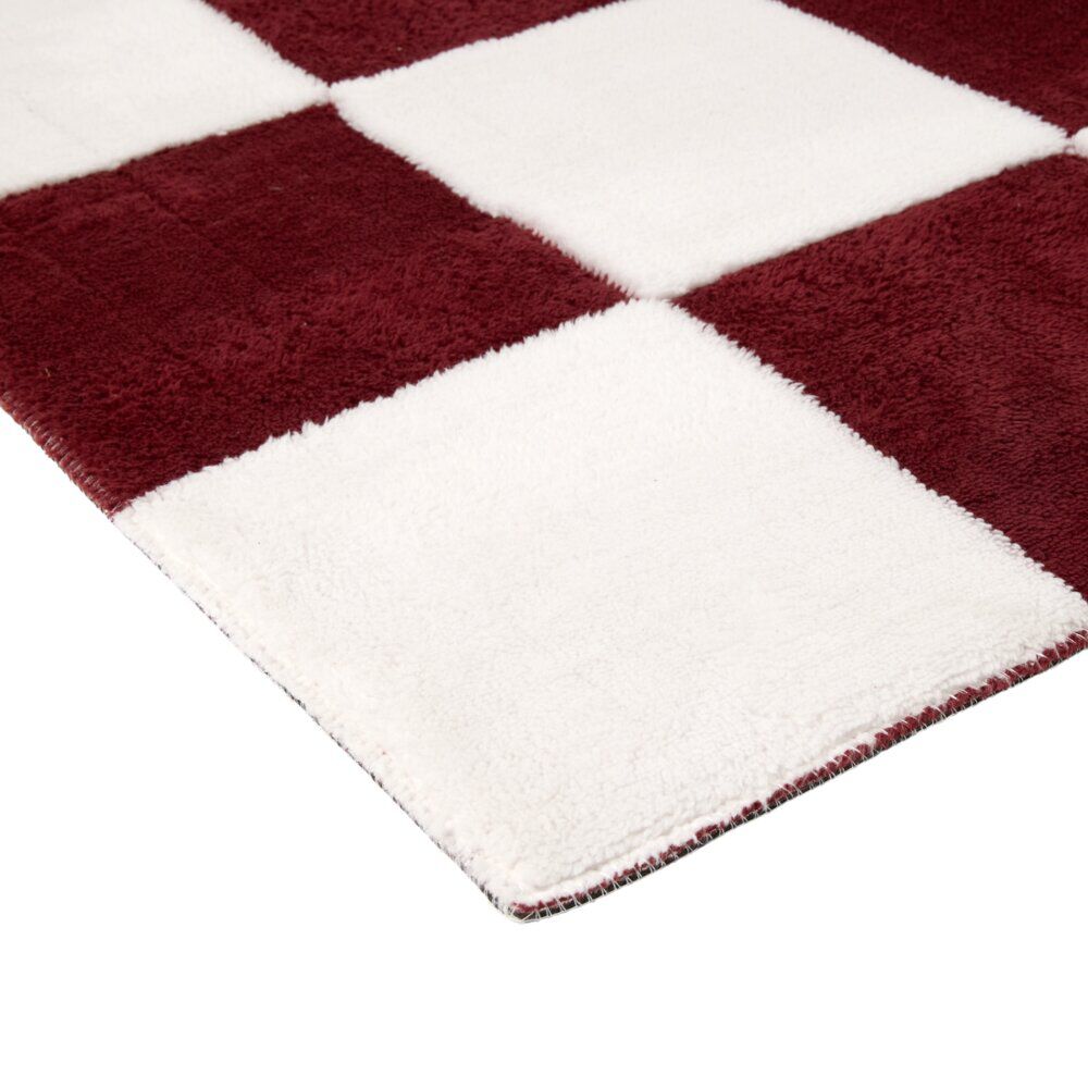 Tapis rectangulaire damier polyester 57x95cm (2 modèles rouge ou beige)
