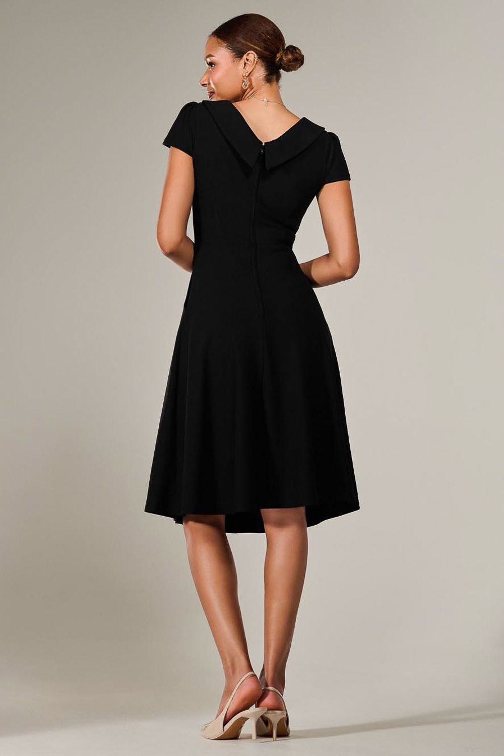 Jolie Moi Roll Collar Cap Sleeve Midi Dress