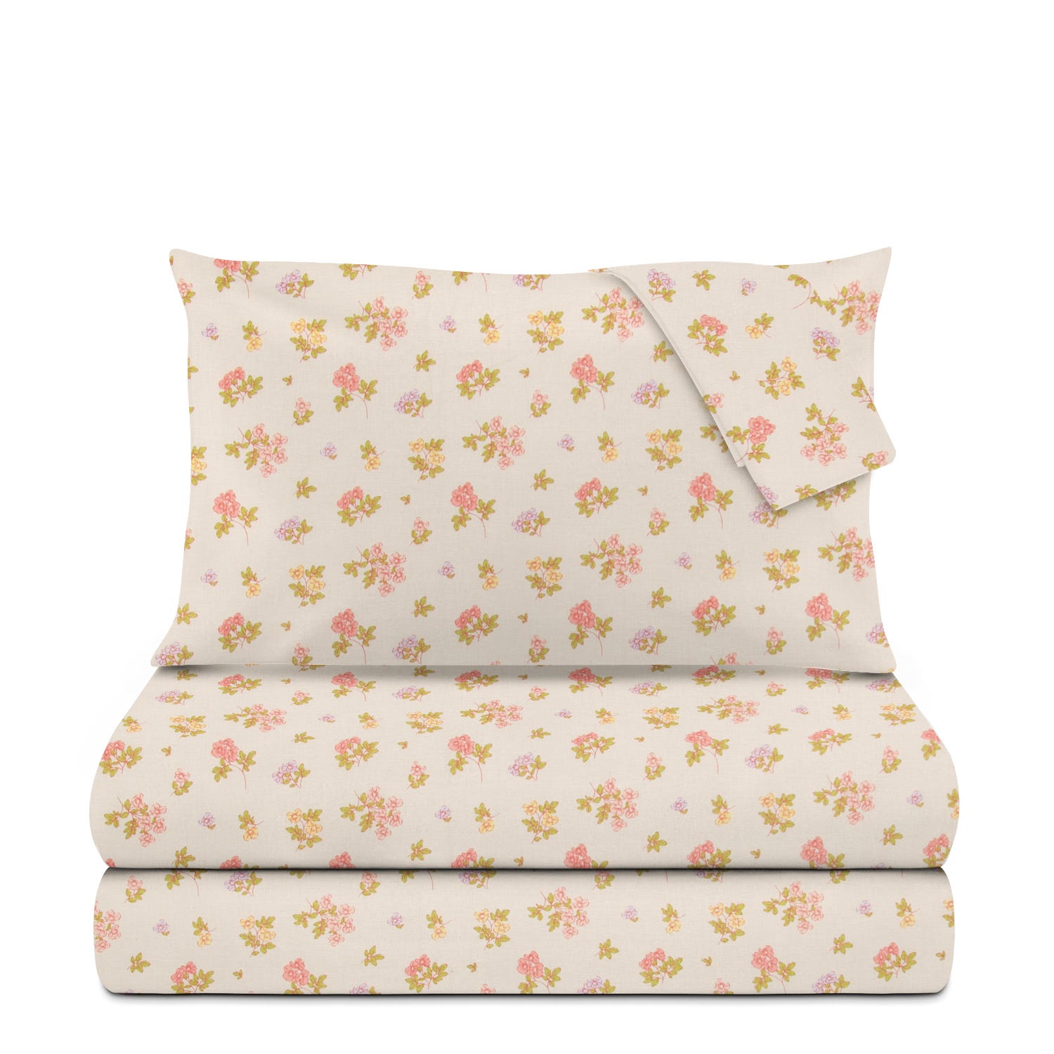 Completo letto matrimoniale cotone fiorellini