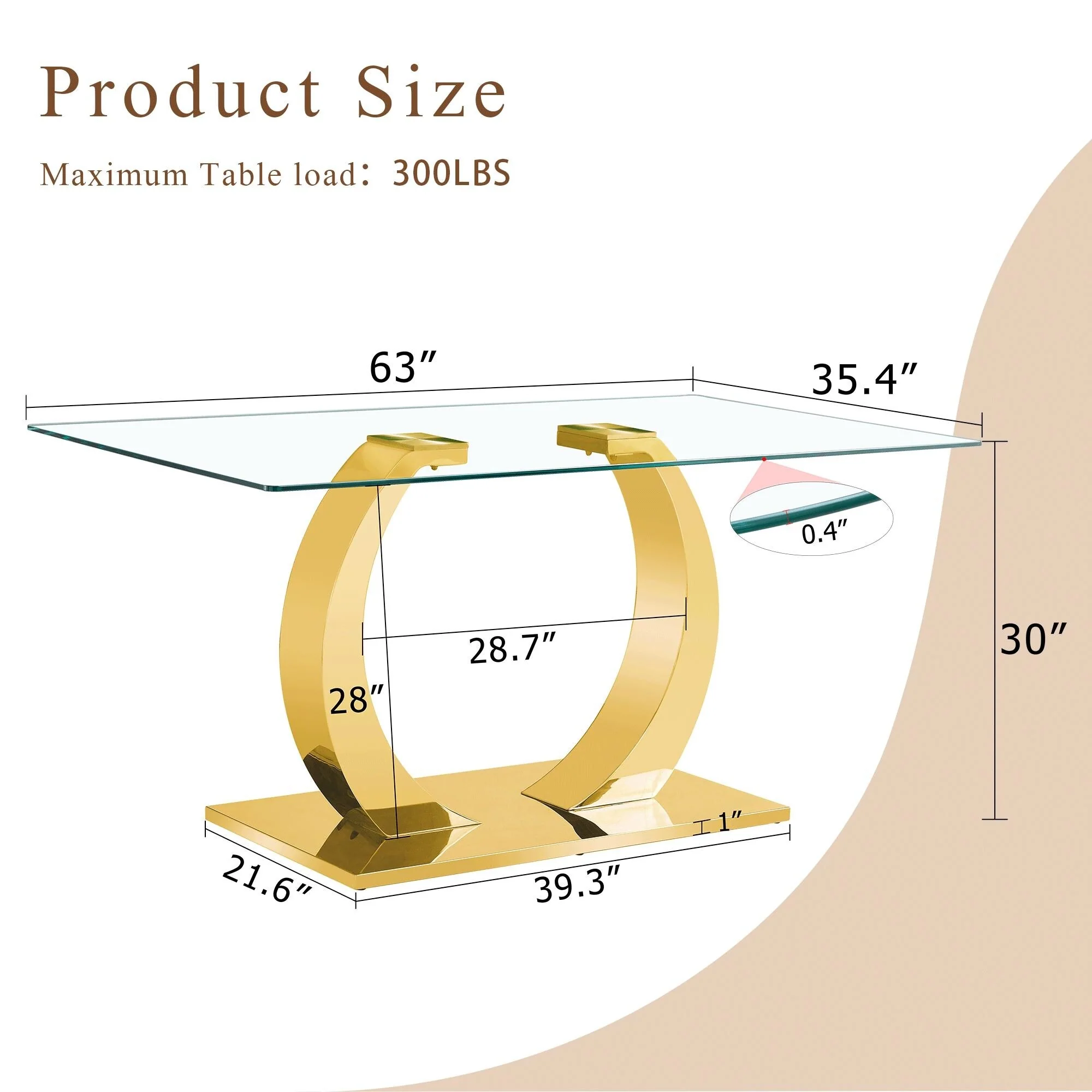 Transparent Glass Dining Table, Transparent Tempered Glass Tabletop,En Stainless Steel Metal Table Legs