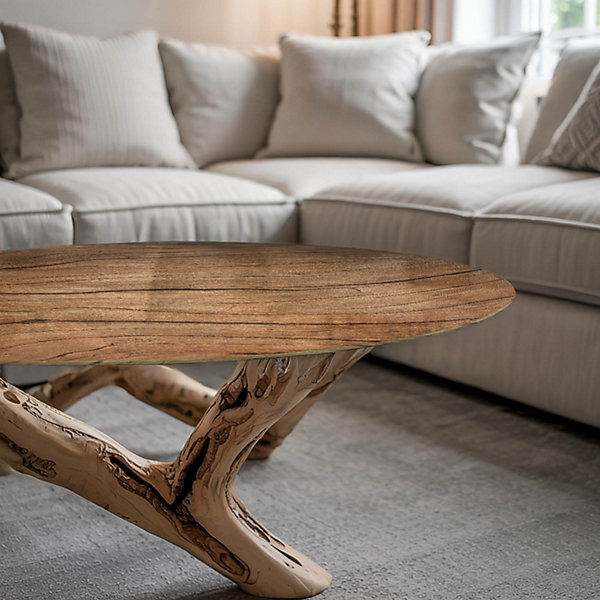 Dessus de table en verre trempé Wallfluent fi80 cm Motif bois