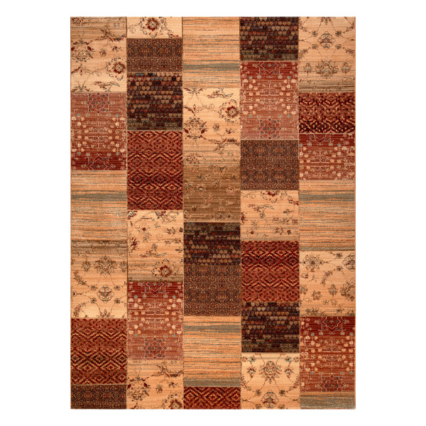 Dywan wełniany KASHQAI 4327 101 Patchwork terakota 67x130 cm