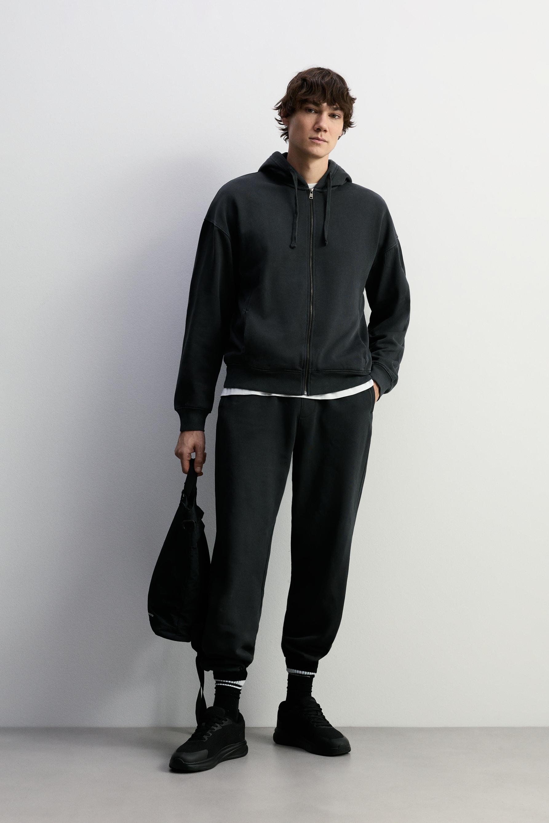 Sudadera cremallera efecto lavado