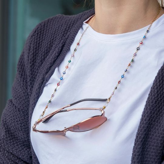 The Colourful Aura 70 cm Colourful Turkish Evil Eye Protection Summer Reading Eyeglass Chain Lanyard