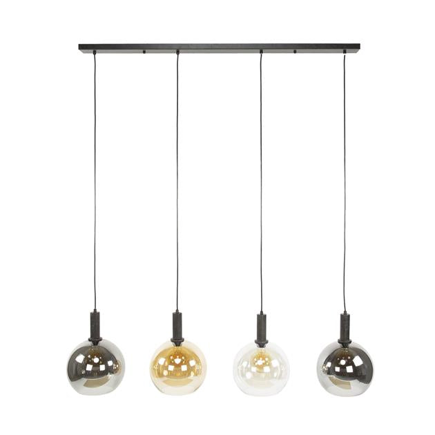 Giga Meubel Hanglamp Sfera Tricolore - Zwart Metaal - 4-Lichts - 25x135x150cm