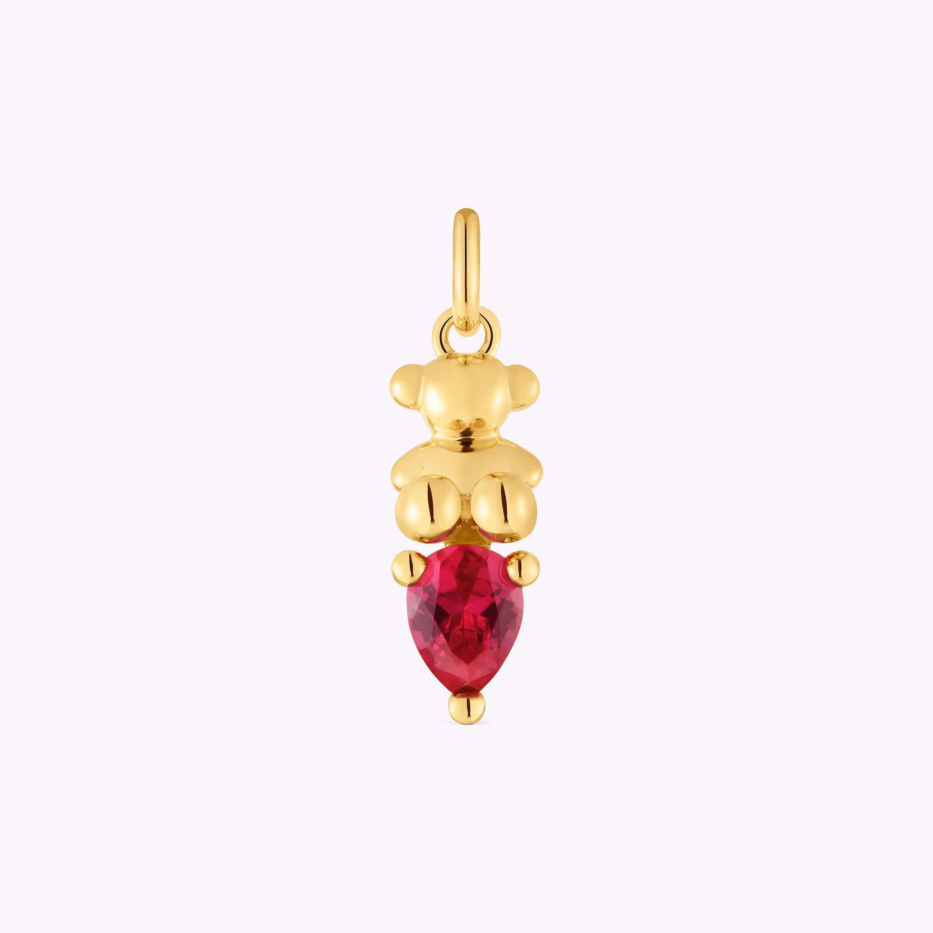 Colgante pequeño motivo oso con baño de oro 18 kt sobre plata y rubí creado en laboratorio Bold Bear LGG