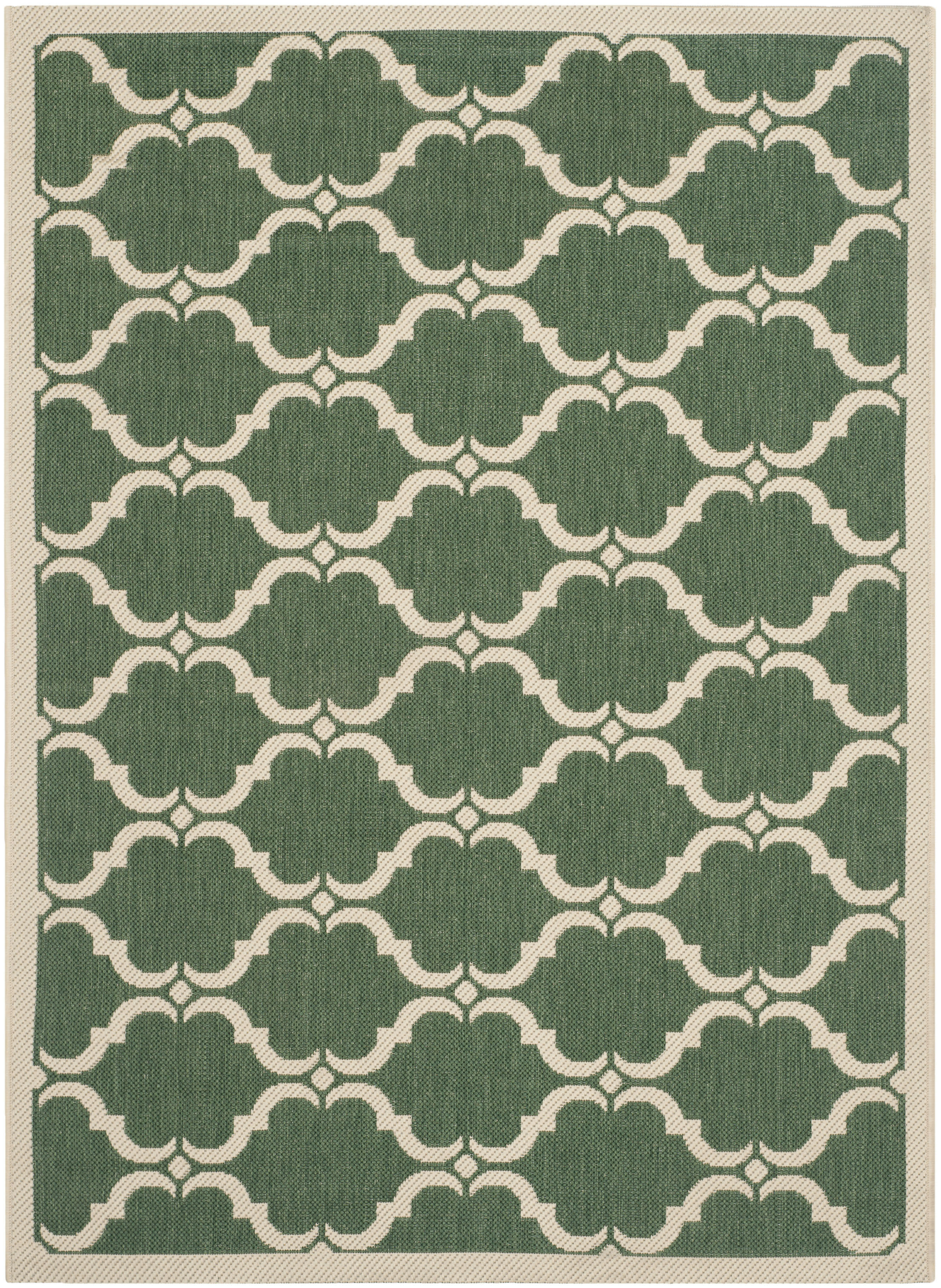 COURTYARD - Tapis interieur & exterieur en vert fonce & beige, 122 x 170 cm