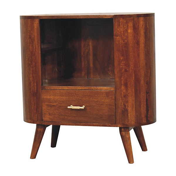Artisan Furniture Bois massif T-bar Cortez châtaignier niche ouverte meuble, 1 tiroir, 1 étagère, marron
