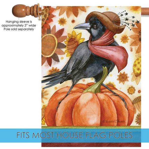Orange and black Crow Lady Outdoor House Flag 40" x 28"