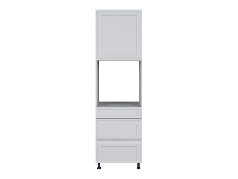 Szafka pod zabudowę piekarnika Verdi 60 cm wysoka lewa z szufladami cichy domyk jasny szary mat