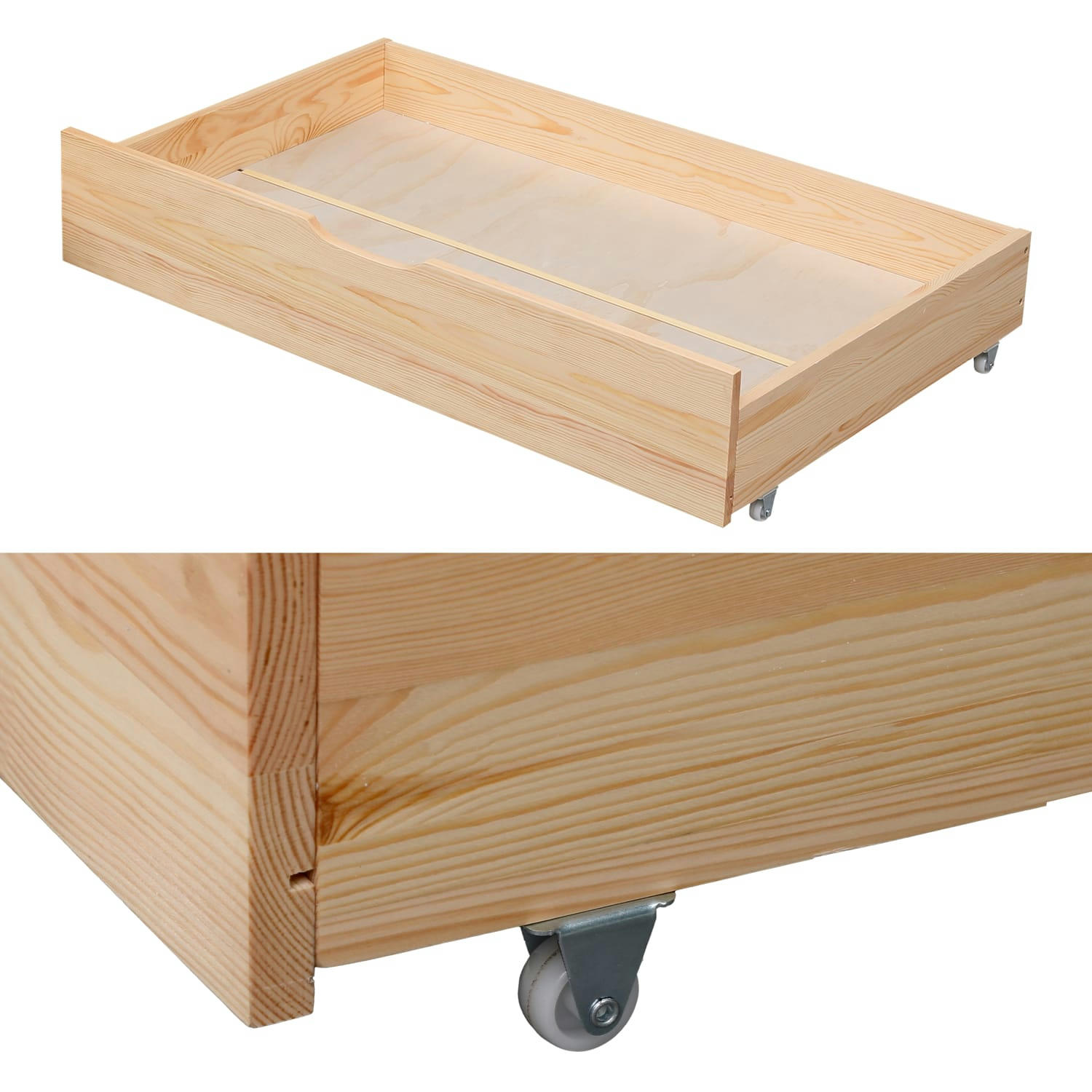 MARCEAU - Lot de 2 tiroirs de rangement sous lit 190x90cm bois