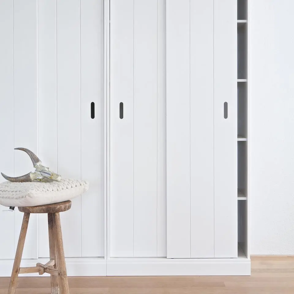 WOOOD Row Plankenkast Met Schuifdeuren - Grenen - Wit - 195x85x44