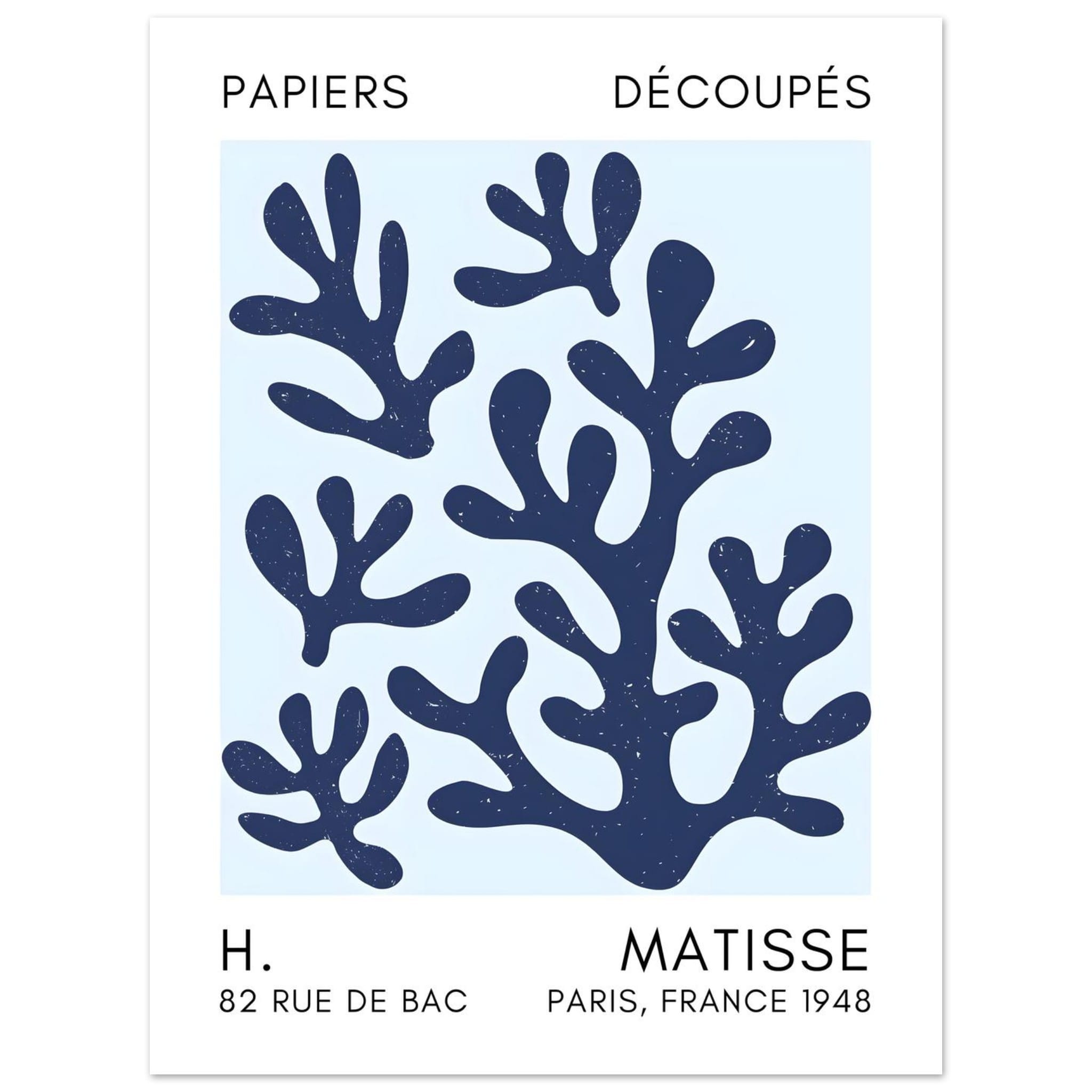Artfulprints Poster Matisse – Coral shadows navy blue I  - 30x40 cm - Blauw
