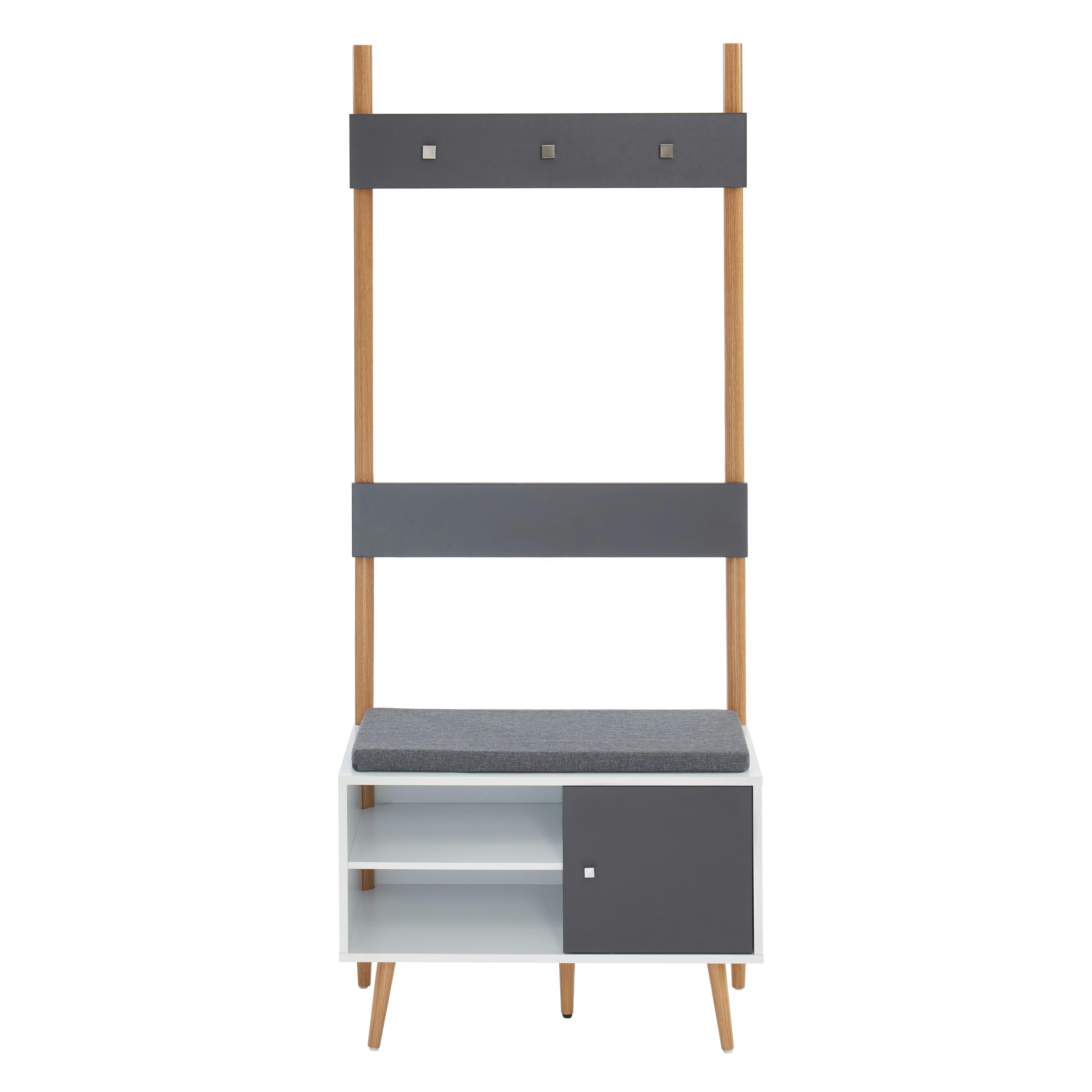 ADELE - Vestiaire d'entrée   gris anthracite et blanc  h180cm