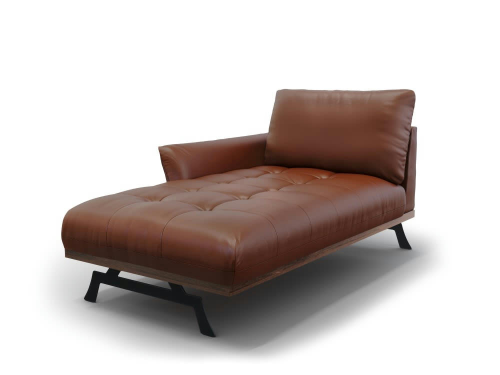 OLIVIER - Méridienne 1 place en cuir marron