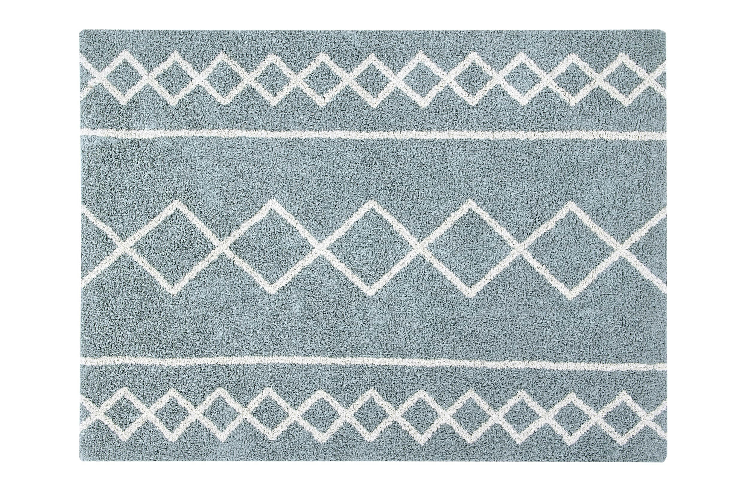 OASIS - Tapis coton lavable vintage bleu 120x160cm