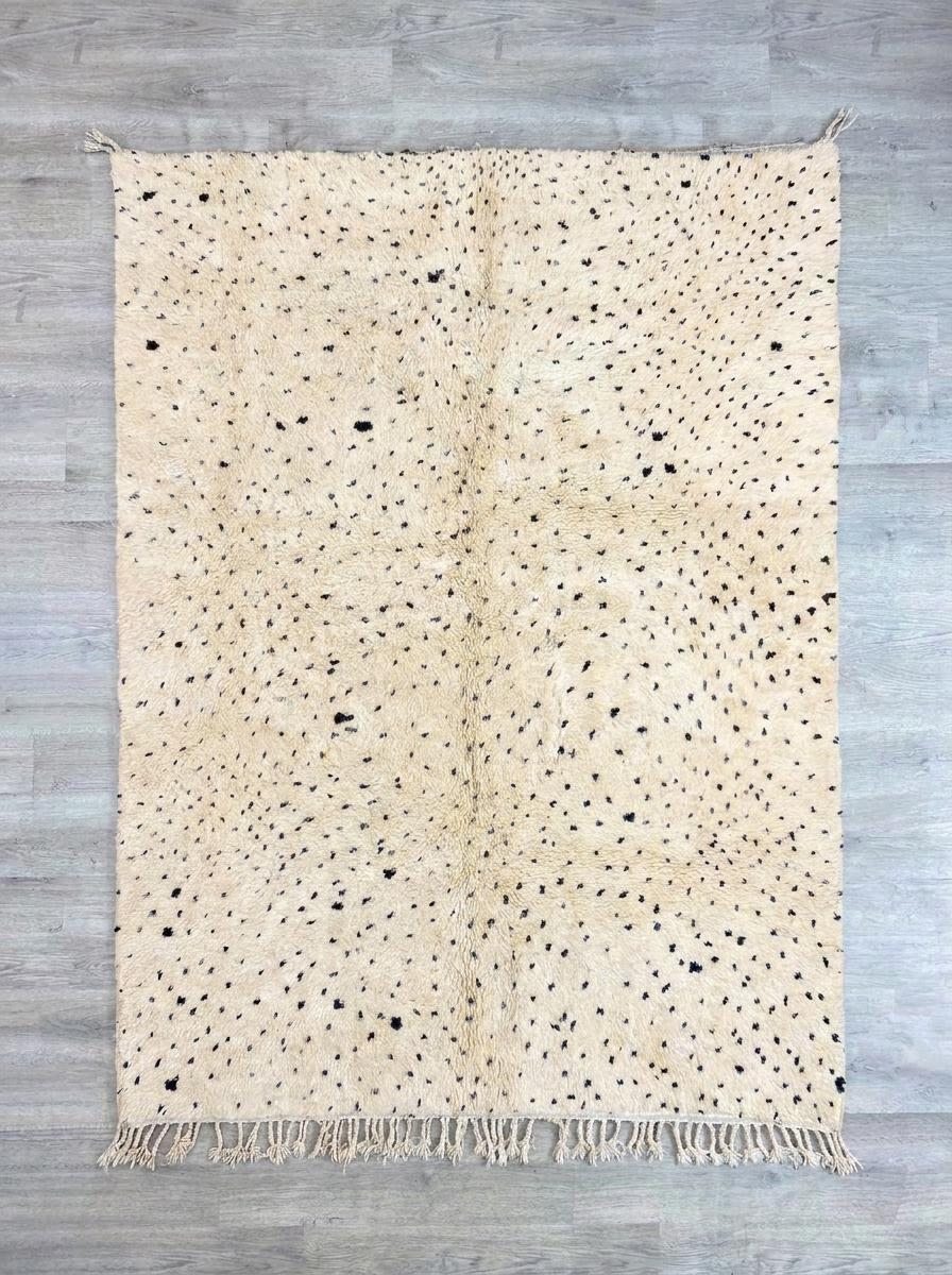 Luxurious Off White Beni Ourain Rug, Moroccan Wool Polka Dot Rug, Hand Knotted Berber Carpet, Custom Contemporary Area Rug