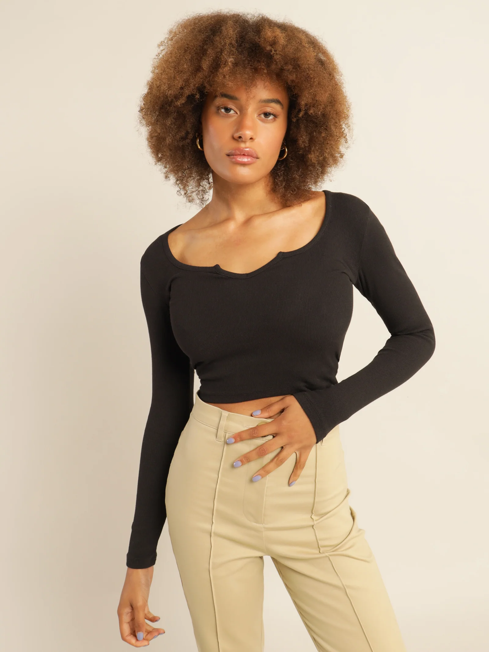 Yaz Notch Front Long Sleeve T-Shirt