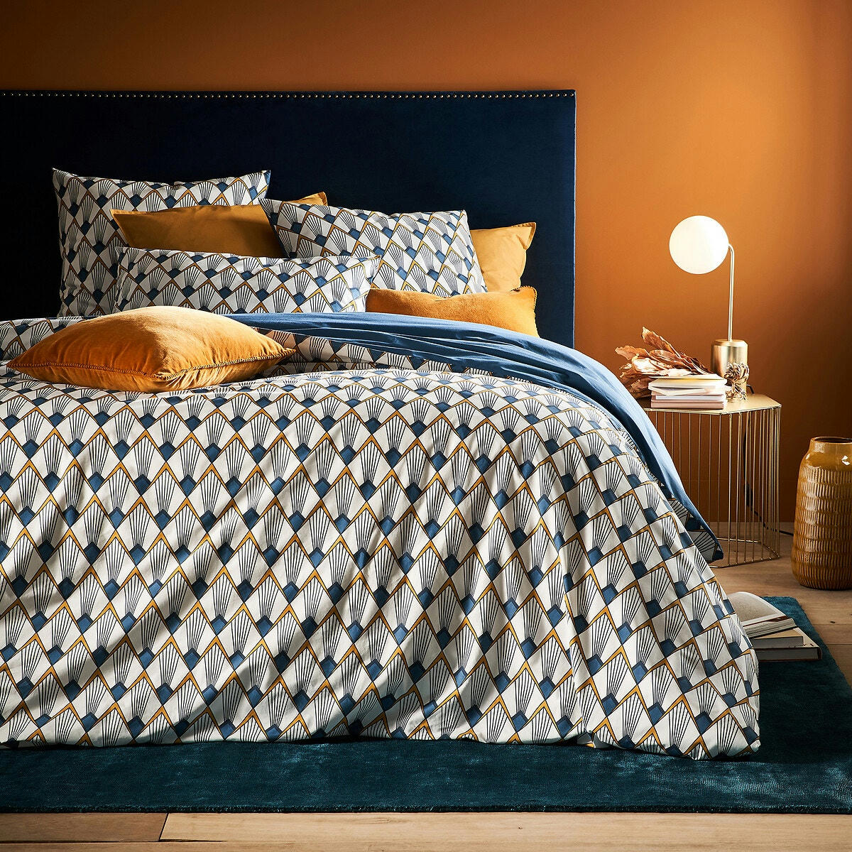 Drap housse percale, Elisa bleue
