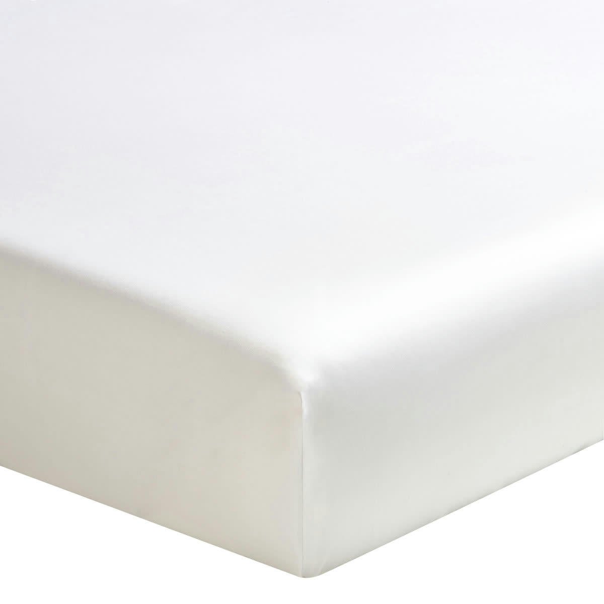 TEOPHILE - Drap housse en satin de coton hermine 180x200