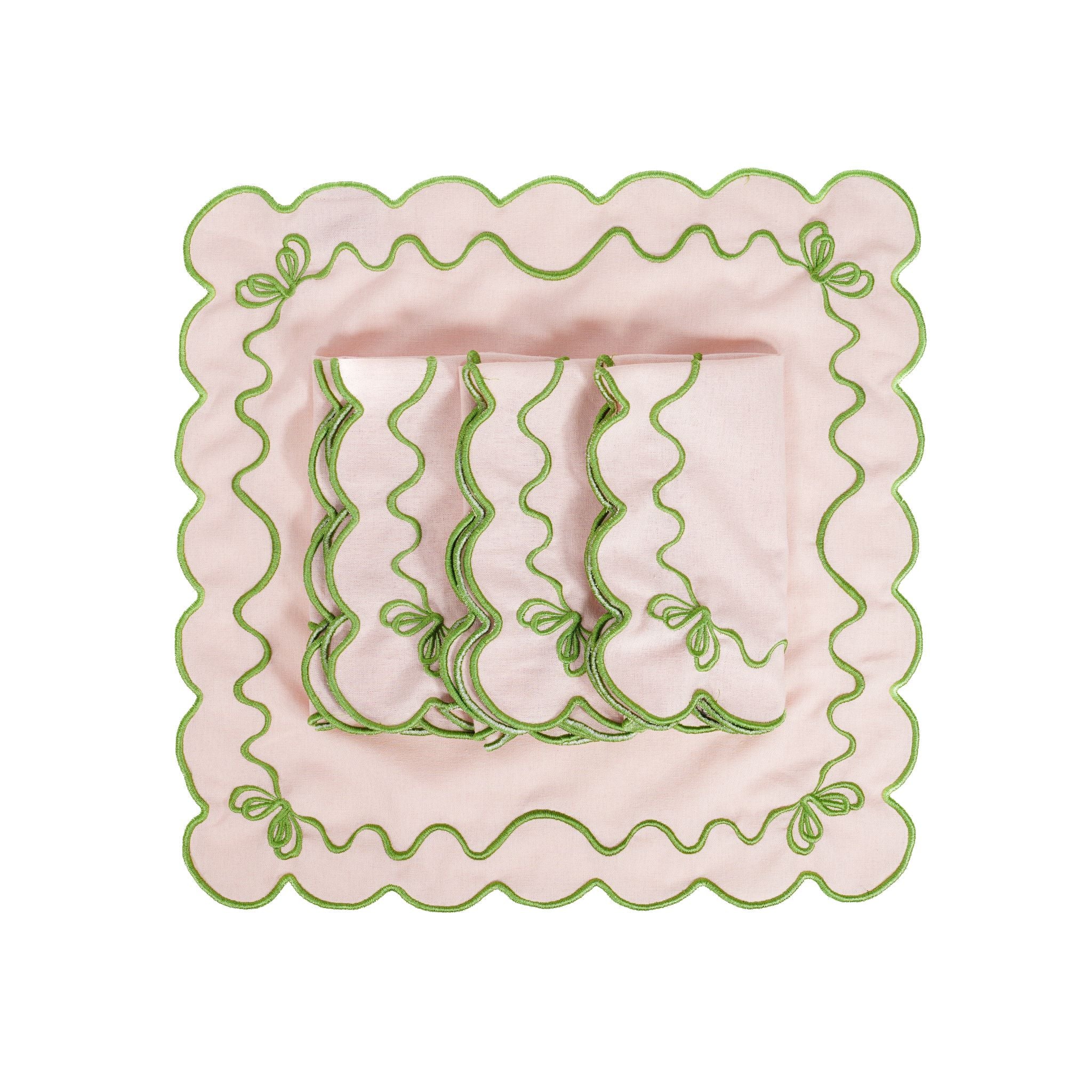 Blushing Meadow Embroidered Napkins – Set of 4