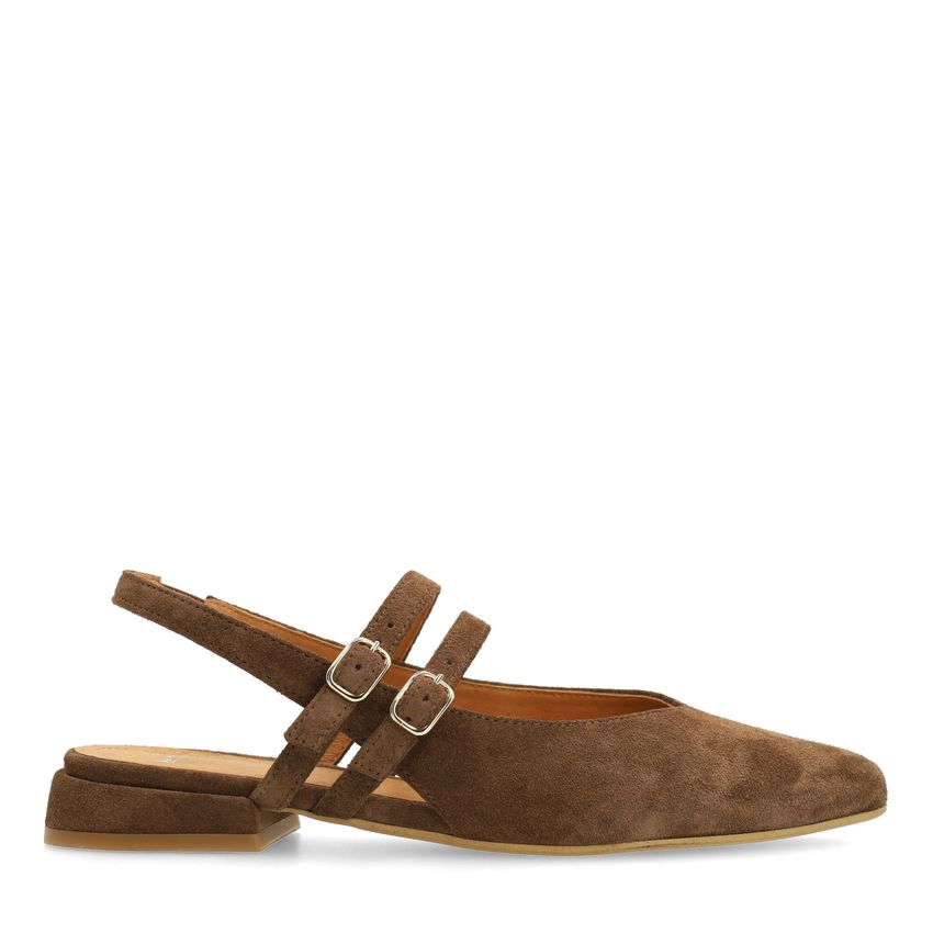 Manfield Bruine suède slingbacks